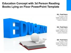 Education concept with 3d person reading books lying on floor powerpoint template