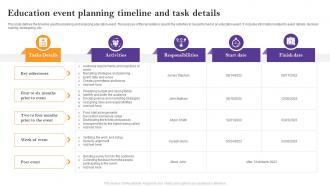 Education Event Planning Timeline And Task Details
