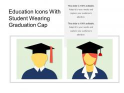 Education icons with student wearing graduation cap