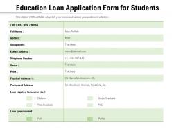 Education loan application form for students