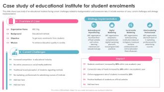 Education Marketing Strategies Case Study Of Educational Institute For Student Enrolments