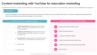 Education Marketing Strategies Content Marketing With YouTube For Education Marketing