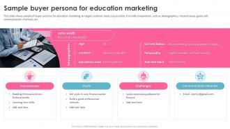 Education Marketing Strategies Sample Buyer Persona For Education Marketing