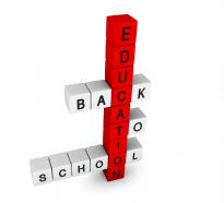 Education with words back to school on cubes stock photo
