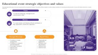 Educational Event Strategic Objectives And Values