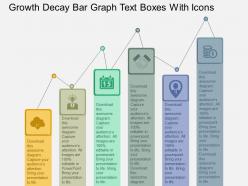 Ef growth decay bar graph text boxes with icons flat powerpoint design