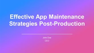 Effective App Maintenance Strategies Post Production PPT Demonstration AT