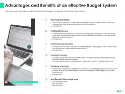 Effective budget system to recognize fiscal planning and co ordinate departmental operations complete deck