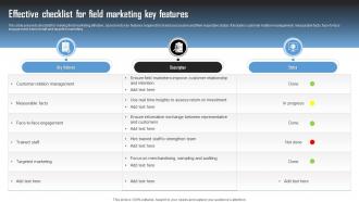 Effective Checklist For Field Marketing Key Features