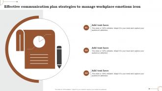 Effective Communication Plan Strategies To Manage Workplace Emotions Icon