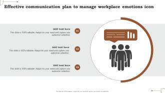 Effective Communication Plan To Manage Workplace Emotions Icon