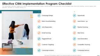 Effective Crm Implementation Program Checklist Crm Digital Transformation Toolkit