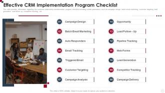 Effective CRM Implementation Program Checklist How To Improve Customer Service Toolkit