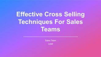 Effective Cross Selling Techniques For Sales Teams PPT Example AT