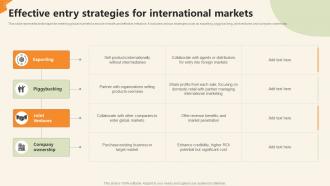 Effective Entry Strategies For International Markets