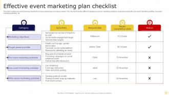 Effective Event Marketing Plan Checklist