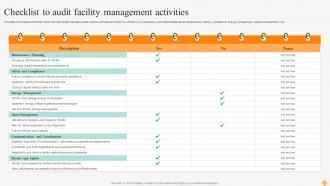 Effective Facility Management Checklist To Audit Facility Management Activities