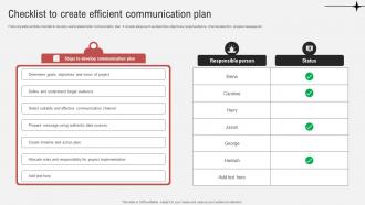 Effective Guide To Ensure Stakeholder Checklist To Create Efficient Communication Plan