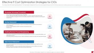 Effective It Cost Optimization Strategies For CIOs CIOs Strategies To Boost IT
