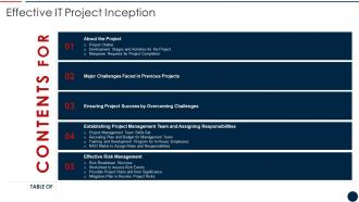 Effective IT Project Inception Table Of Contents