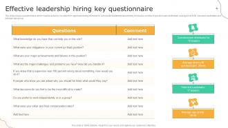 Effective Leadership Hiring Key Questionnaire