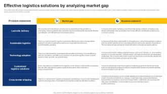 Effective Logistics Solutions By Analyzing Market Gap On Demand Logistics Business Plan BP SS