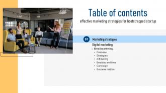Effective Marketing Strategies For Bootstrapped Startup Table Of Contents