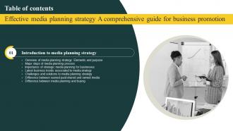 Effective Media Planning Strategy A Comprehensive Table Of Content Strategy CD V