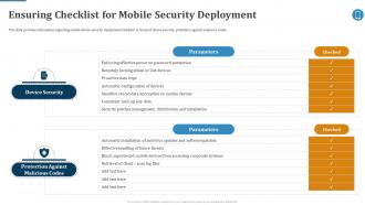Effective Mobile Device Management Ensuring Checklist For Mobile Security Deployment