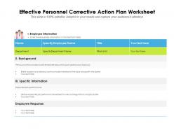 Effective personnel corrective action plan worksheet