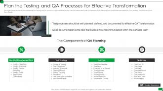 Effective qa transformation strategies plan the testing and qa processes