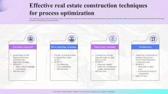 Effective Real Estate Construction Techniques For Process Optimization