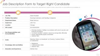 Effective Recruitment Job Description Form To Target Right Candidate Ppt Slides Outline