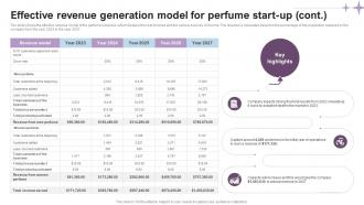 Effective Revenue Generation Model Luxury Perfume Business Plan BP SS Image Captivating