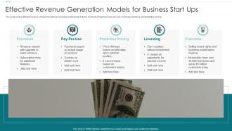 Effective Revenue Generation Models For Business Start Ups