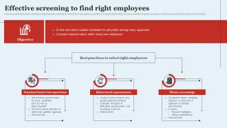 Effective Screening To Find Right Employees Optimizing HR Operations Through