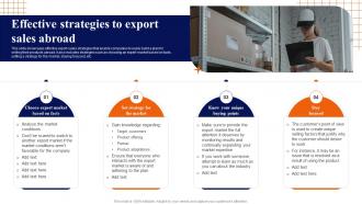 Effective Strategies To Export Sales Abroad