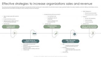 Effective Strategies To Increase Organizations Sales And Revenue
