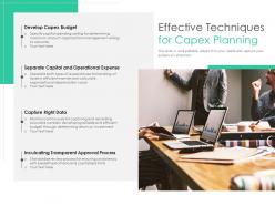 Effective techniques for capex planning