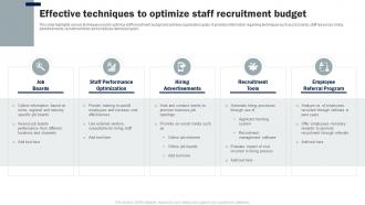 Effective Techniques To Optimize Staff Recruitment Budget