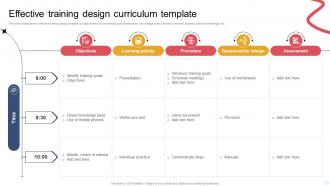 Effective Training Design Curriculum Template