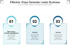 Effective ways generate leads business ppt powerpoint presentation styles graphic images cpb