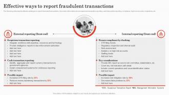 Effective Ways To Report Fraudulent Implementing Bank Transaction Monitoring