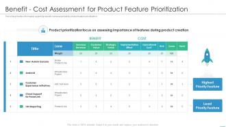 Effectively introducing new product benefit cost assessment product feature
