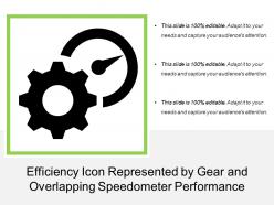 Efficiency icon represented by gear and overlapping speedometer performance