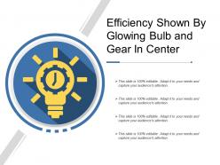 Efficiency shown by glowing bulb and gear in center