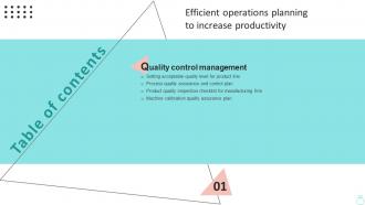 Efficient Operations Planning To Increase Productivity Table Of Contents Strategy SS V