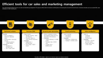 Efficient Tools For Car Sales And Marketing Management
