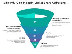 Efficiently gain maintain market share addressing business initiatives promptly