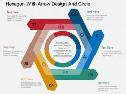 Eg hexagon with arrow design and circle flat powerpoint design